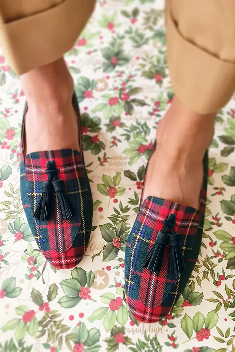 Stella | Tartan Tassel Loafers
