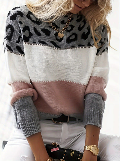 Wynn | Colour-Blocked Leopard Print Sweater