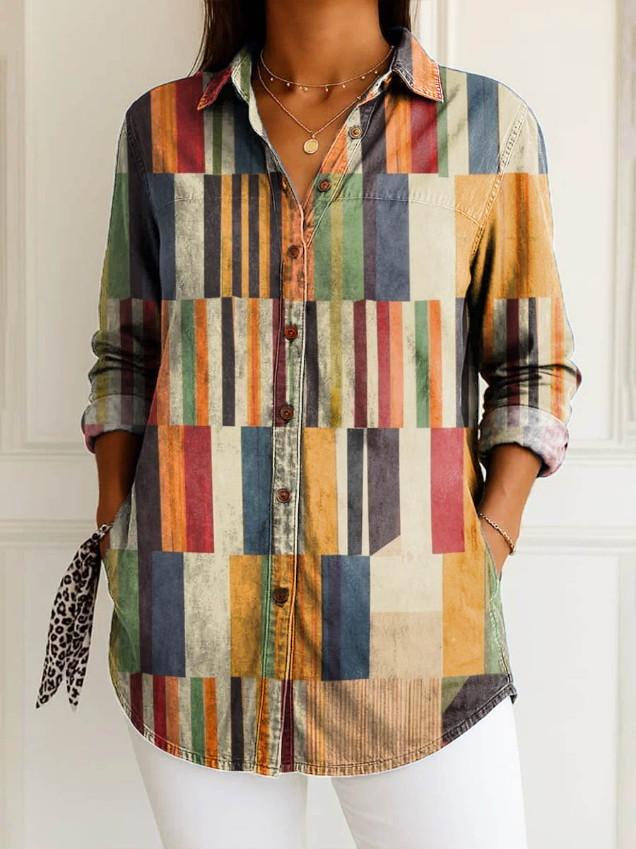 Ivory | Retro Lines Blouse