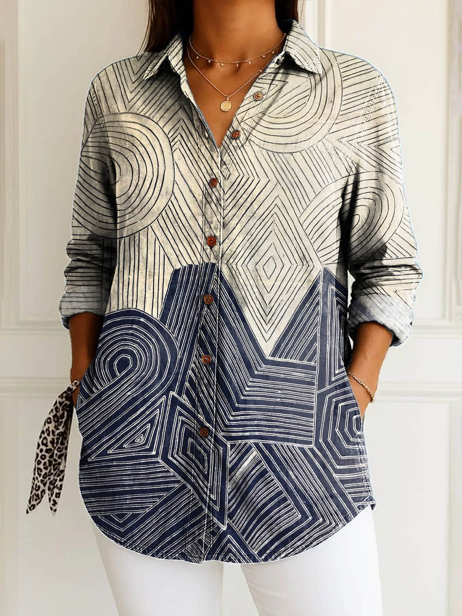Elise | Geometric Lines Blouse