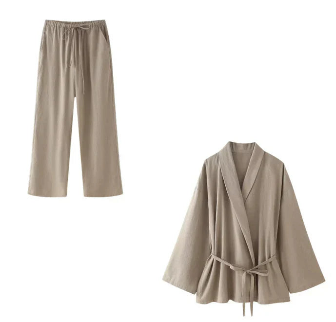Kendall | Wrap Top & Wide-Leg Pants Set