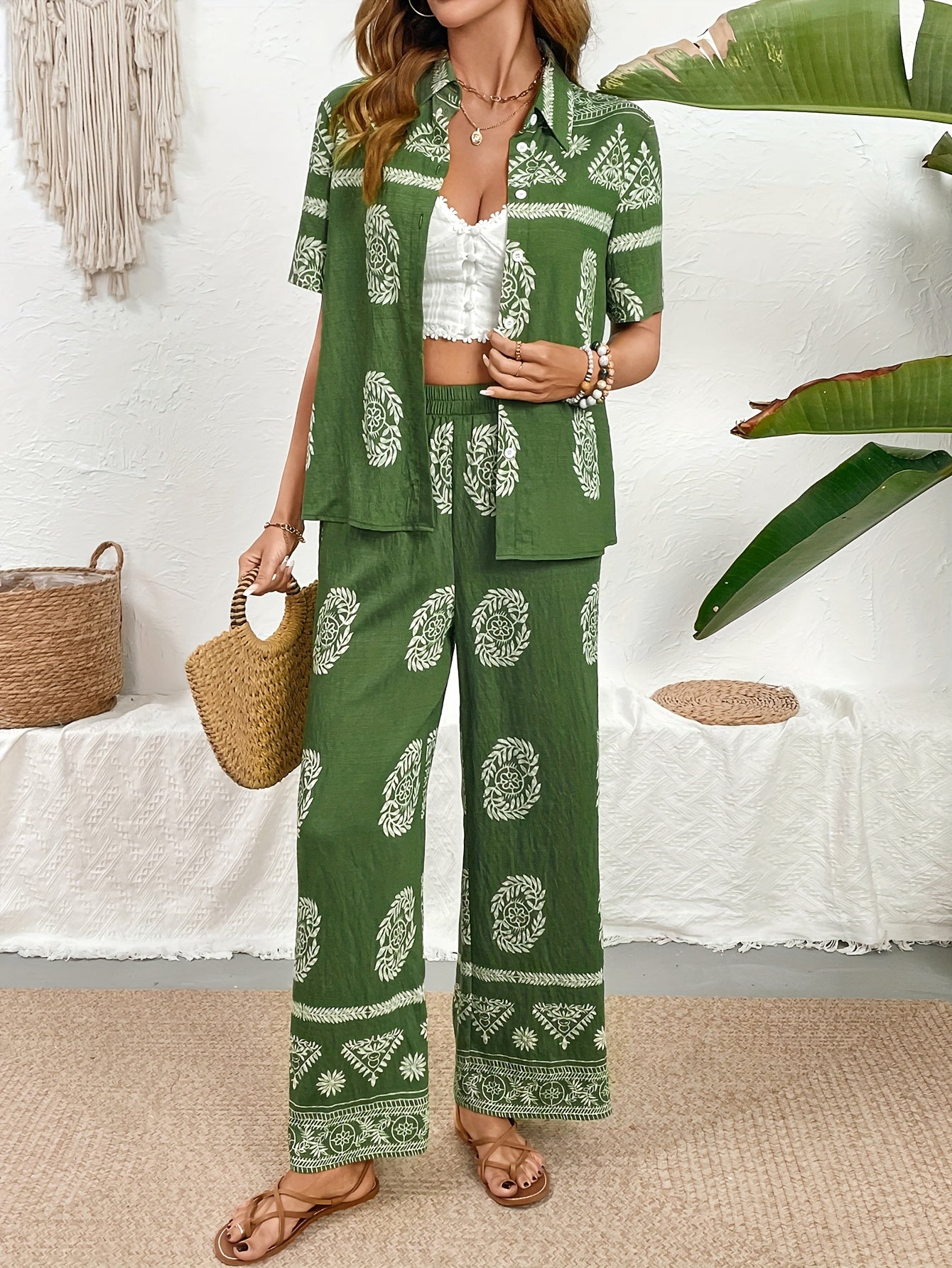Isabella | Boho Green Two-Piece Set