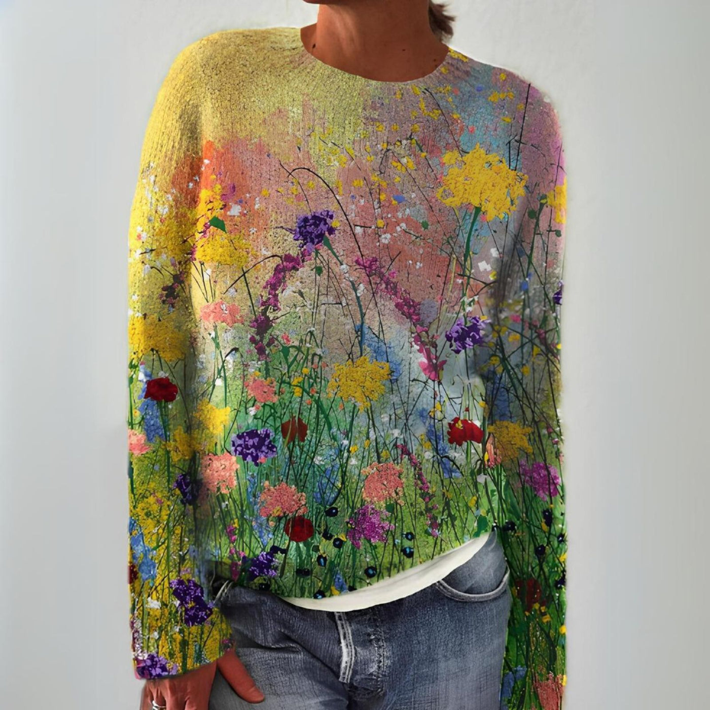 Stella | Painted Floral Knit Sweater