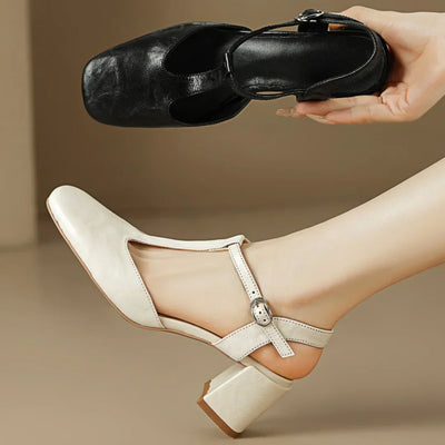 Sabine | Elegant T-Strap Block Heels