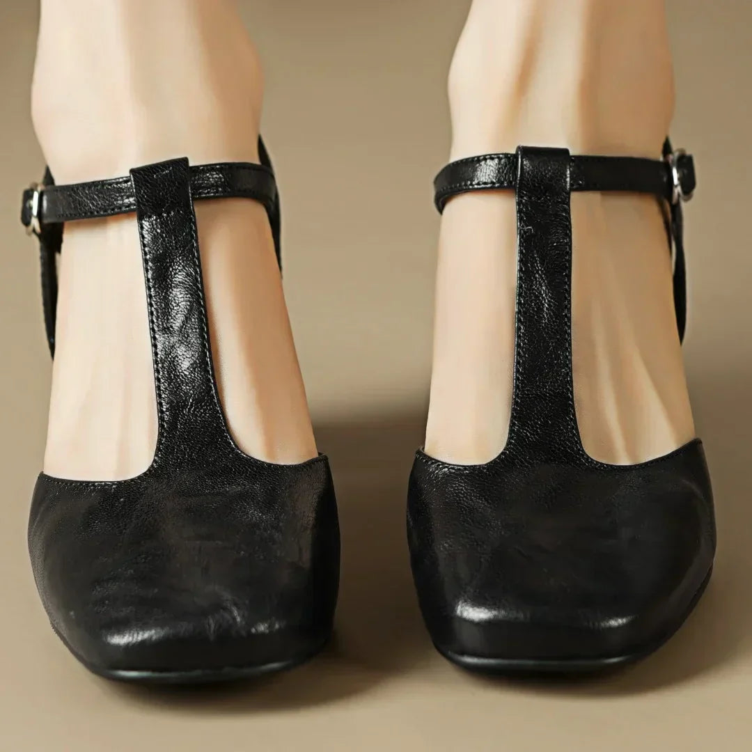 Sabine | Elegant T-Strap Block Heels