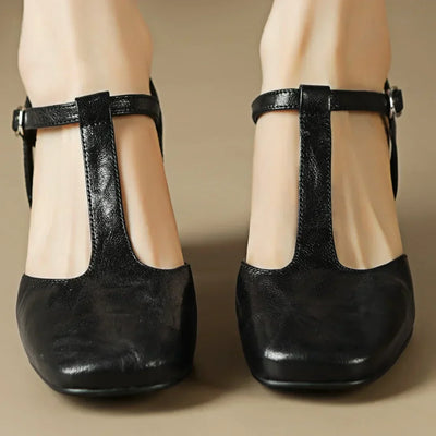 Sabine | Elegant T-Strap Block Heels