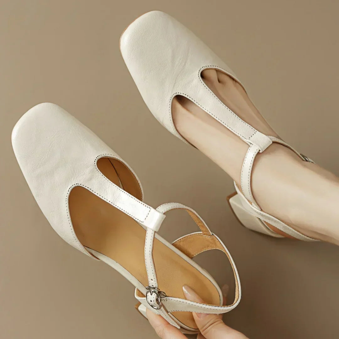 Sabine | Elegant T-Strap Block Heels