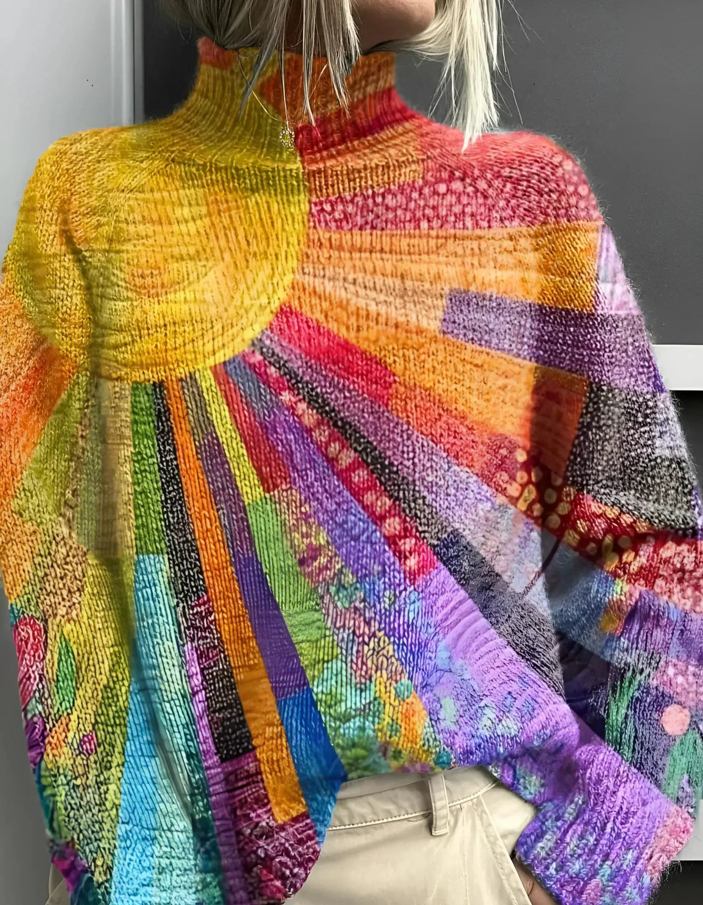 Ada | Colourful and Cheerful Roll Neck Sweater