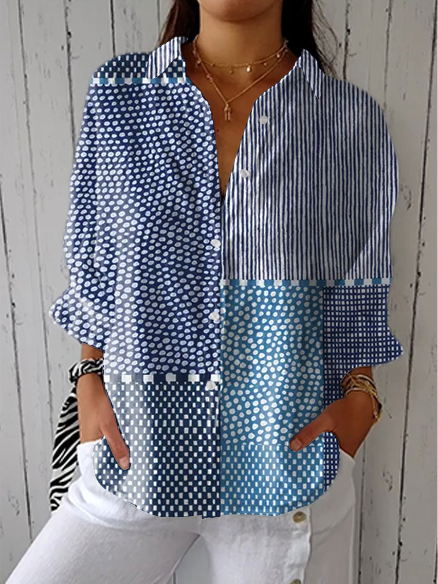 Tanya | Ocean Patchwork Blouse
