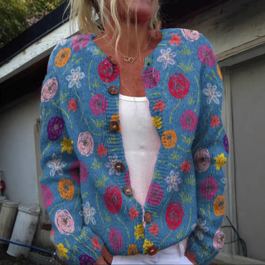 Marianne | Blue Floral Print Cardigan