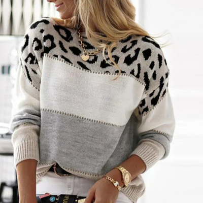 Wynn | Colour-Blocked Leopard Print Sweater