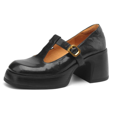 Adria | Retro T-Strap Block Heels