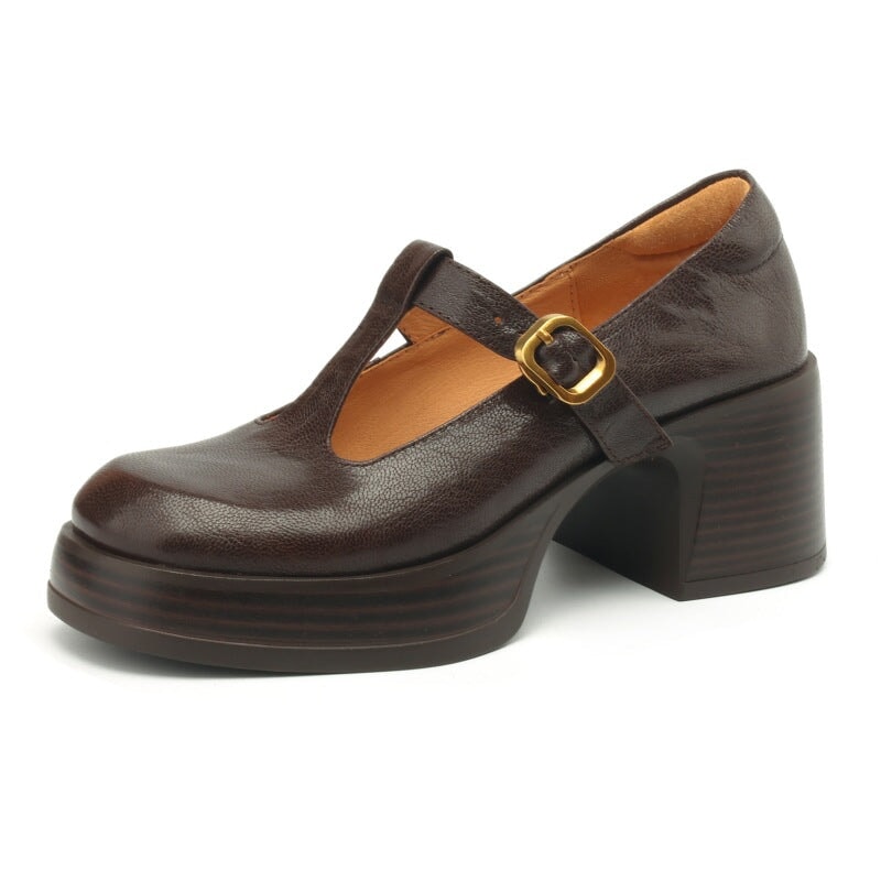 Adria | Retro T-Strap Block Heels