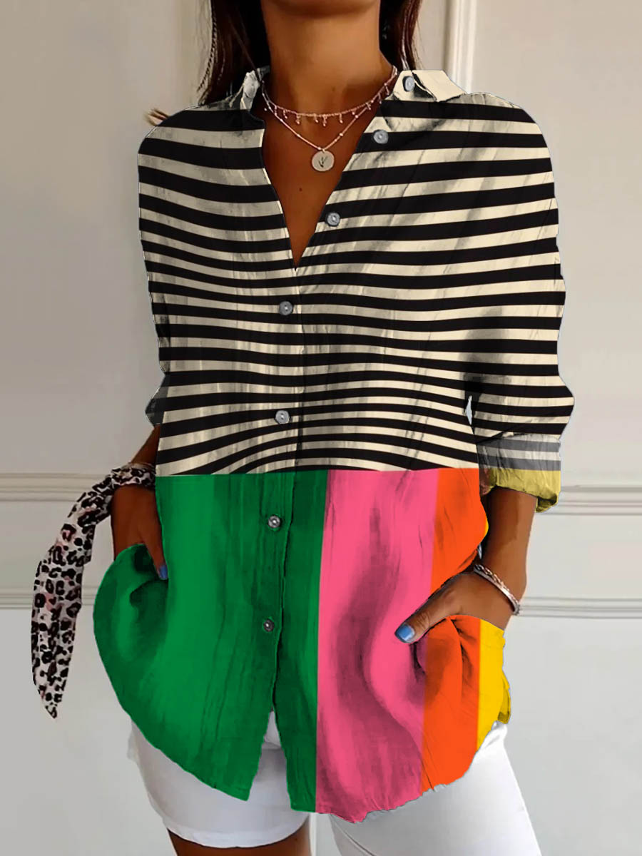 Celine | Urban Stripe Contrast Blouse