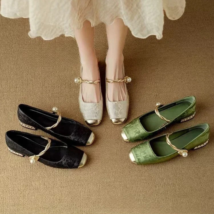 Carole | Pearl Accent Mary Jane Flats