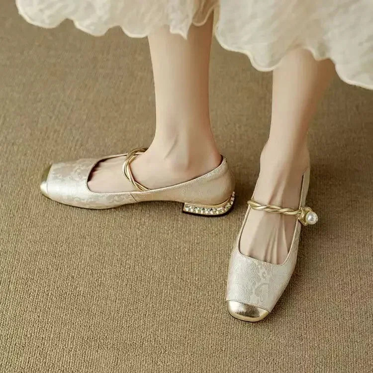 Carole | Pearl Accent Mary Jane Flats
