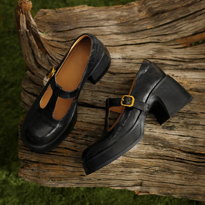 Adria | Retro T-Strap Block Heels