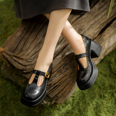 Adria | Retro T-Strap Block Heels