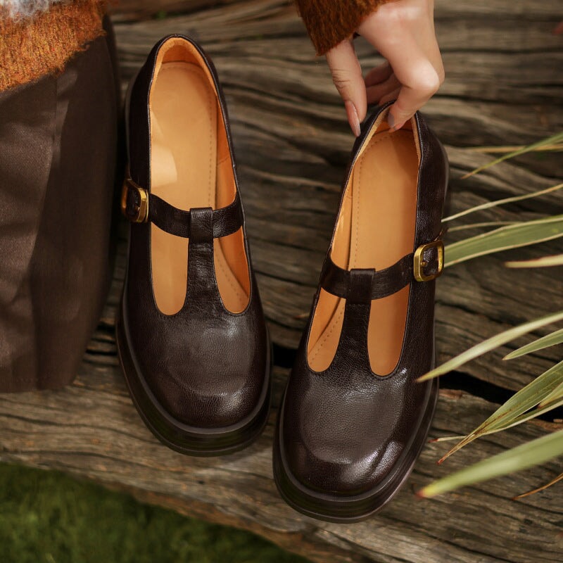 Adria | Retro T-Strap Block Heels