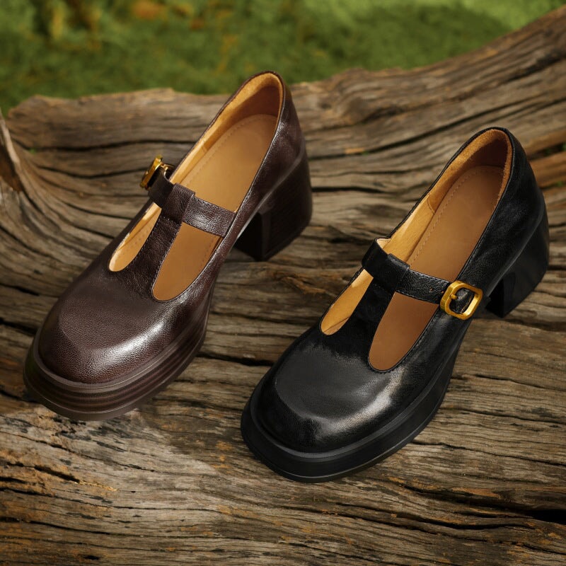 Adria | Retro T-Strap Block Heels