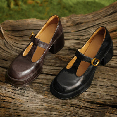 Adria | Retro T-Strap Block Heels