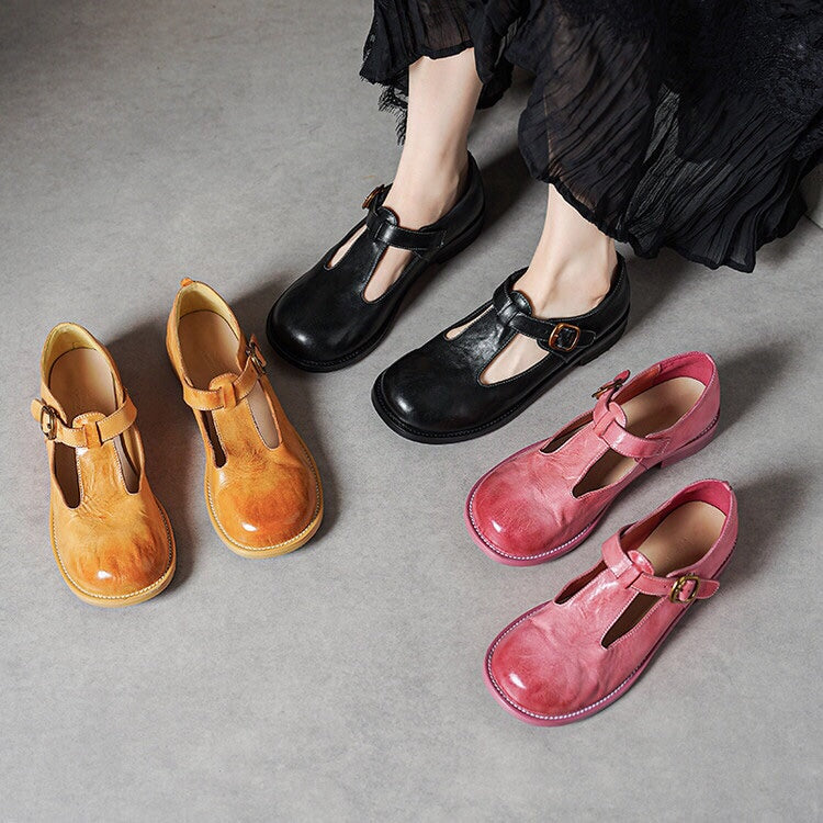 Winona | Retro T-Strap Flats