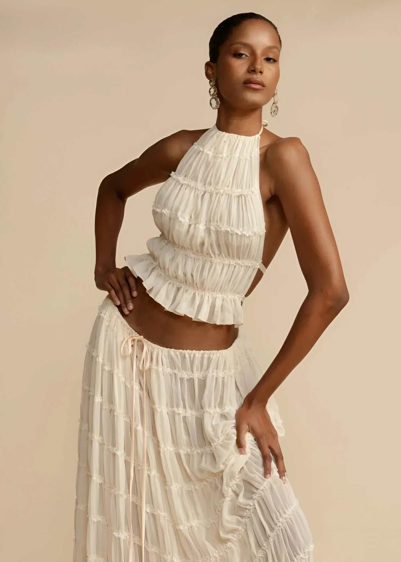 Karina | Sheer Ruffle Two-Piece Set
