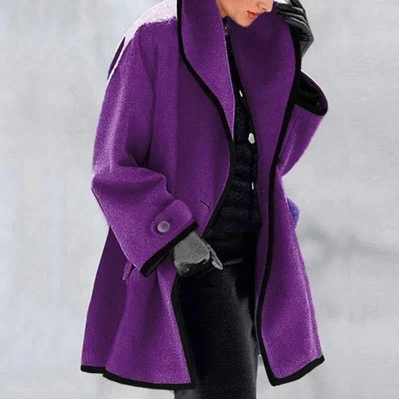 Casey | Contrast Trim Wool Coat